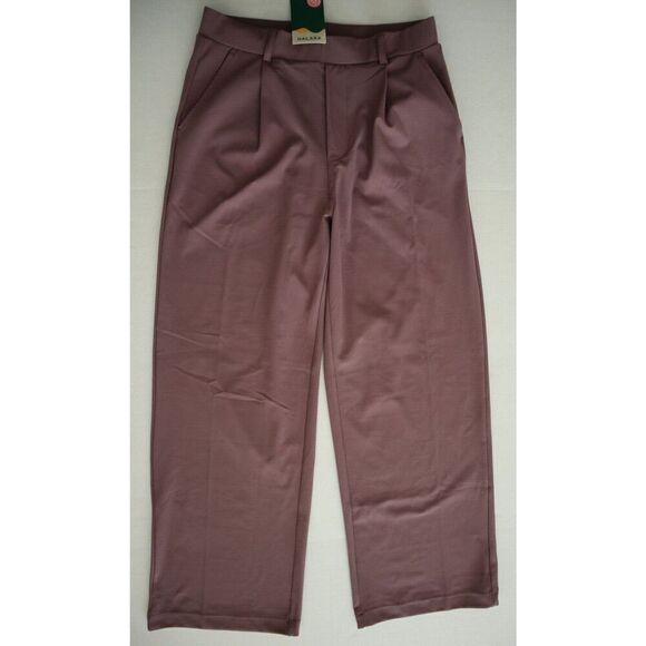 Halara Women Sz M Mauve High Waist Plicated Side Pocket Straight Leg Work Pants - Picture 1 of 13